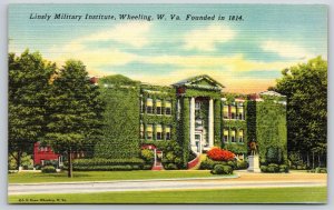 Wheeling West Virginia~Linsly Military Inst~Ivy~Statue~Neoclassical~Linen PC