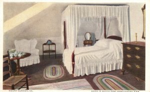 Mount Vernon VA-Virginia, Room In Which Mrs. Washington Died Vintage Postcard