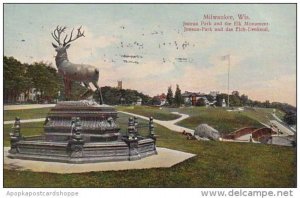 Wisconsin Milwaukee Juneau Park And The Elk Monument Juneau Park Und Das Elch...
