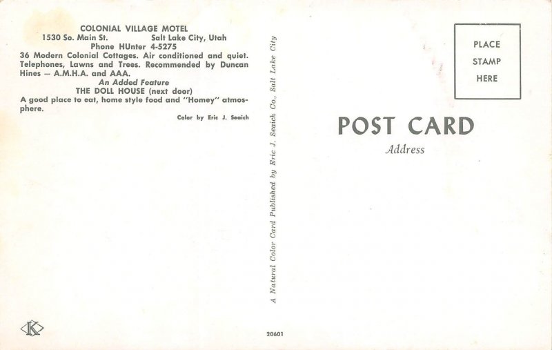 Salt Lake City, Utah, Colonial Village Motel, AA361-4