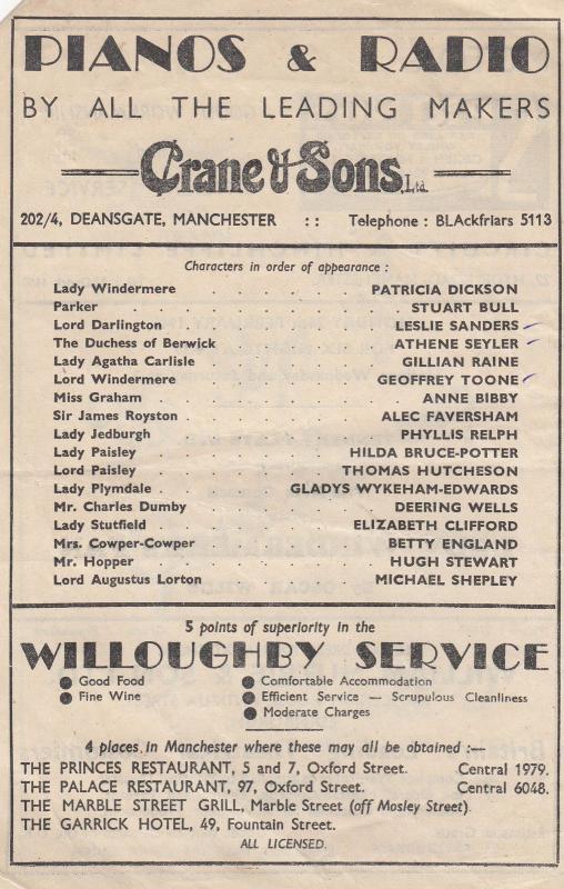 Oscar Wilde Lady Windermeres Fan Antique Manchester Theatre Programme