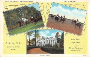 Aiken South Carolina Fermata School Polo Grounds Horse Riding Postcard AA41275