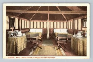 Yellowstone Park WY-Wyoming, Wylie Single Tent Interior Vintage Postcard 