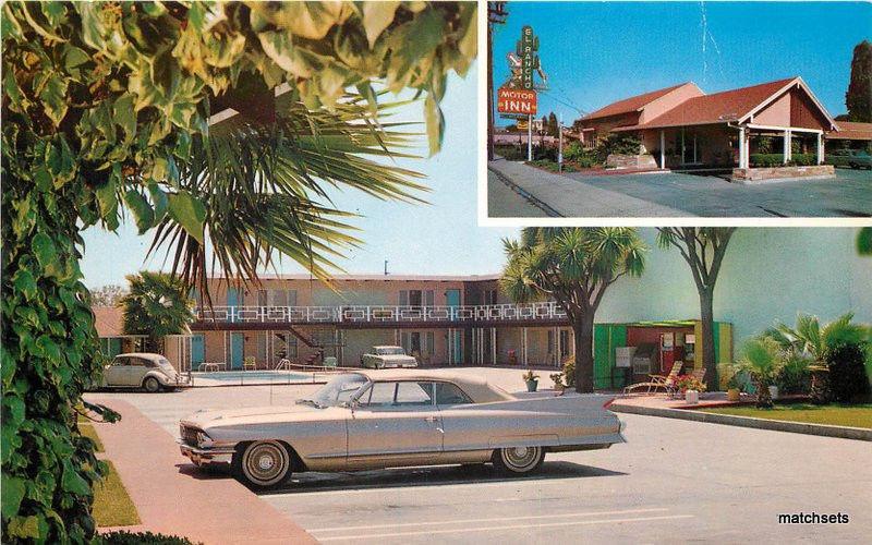 1960s El Rancho Motel roadside autos Santa Cruz California Roberts postcard