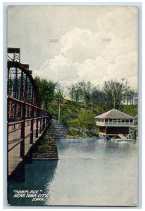 Sumplace Bridge River Trees Scene Near Iowa City Iowa IA Vintage Postcard