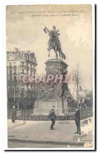 Lille Old Postcard Place Riehebe statue of General Faidherbe