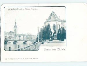 Pre-1907 BUILDINGS BY THE BRIDGE Zurich Switzerland F5149