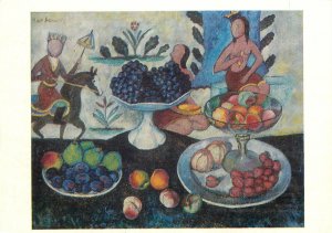 Painting art Postcard russian author dead nature