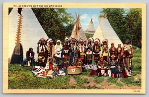 Vintage New Mexico Postcard -  Native American Indian  Pow Wow War Dance