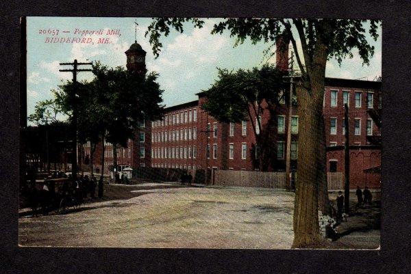 ME Pepperell Textile Mill Factory Plant Biddeford Maine Postcard Vintage PC