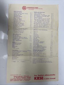 O.K. Otto Kaserer Bärenkeller Restaurant Menu