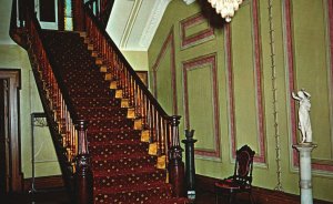 Indiana IND, Hill Forest Mansion, Main Hall, Steamboat Staircase Panel, Postcard