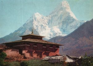 Postcard Mount Ama Dablam Eastern Himalayan Mountain in Nepal 