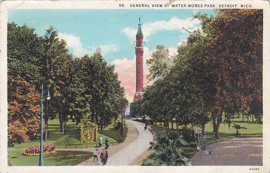 Michigan Detroit General View Ct Water Works Park 1933