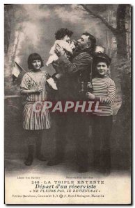 Old Postcard Doll Triple entent departure of an Army reservist