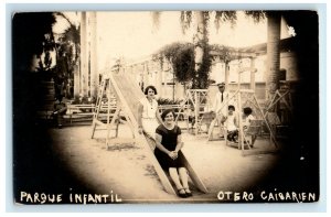Early Parque Infantil Otero Caibarien Cuba Real Photo RPPC Postcard (J5)
