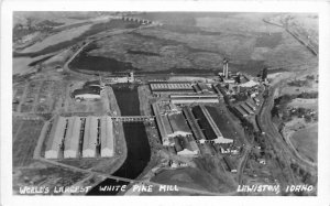 Postcard 1940s Idaho Lewiston Airview Lumber Sawmill White Pine Mill ID24-1812