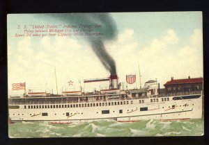 S.S. United States Cruise Ship Postcard, Indiana Transportation Line