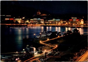 Geneve La Rade Illuminee Switzerland Postcard PC145