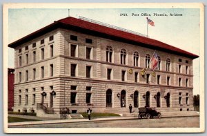 Phoenix Arizona 1930s Postcard Post Office Car Flag