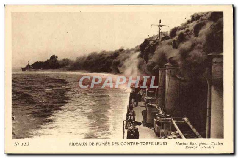 Old Postcard Boat War smoke curtains against the destroyers