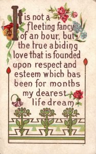 Vintage Postcard 1910's True Abiding Love That Is Founded Upon Respect Greetings