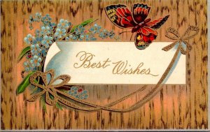 Butterflies Best Wishes With Butterfly and Flowers 1911