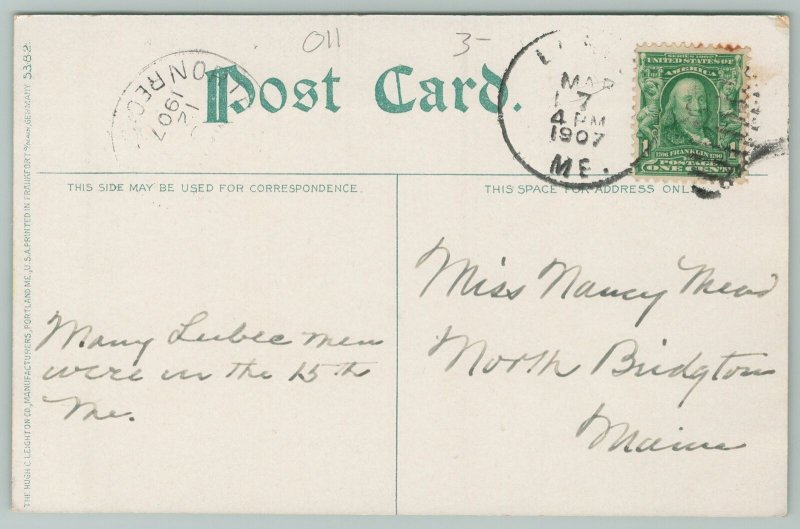 Lubec Maine~Soldiers Monument~1910 Postcard