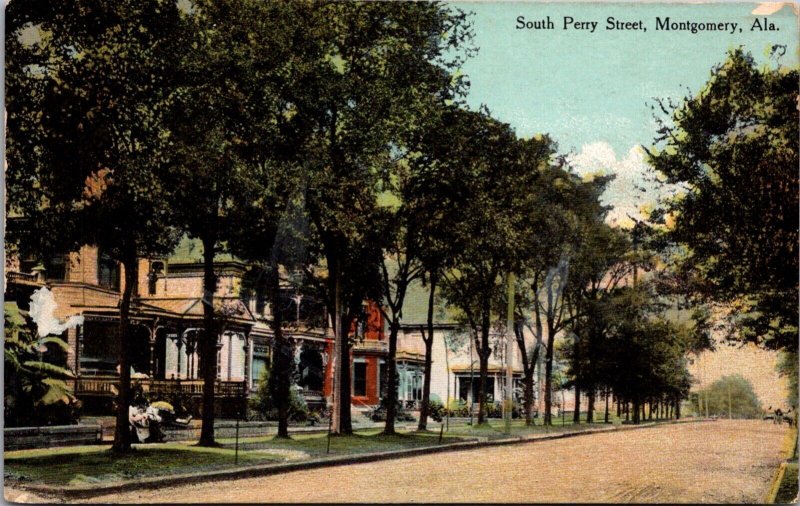 Postcard South Perry Street in Montgomery, Alabama