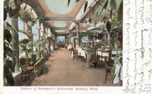 Postcard Antique View of Interior of Davenport's Restaurant , Spokane, WA.   K3