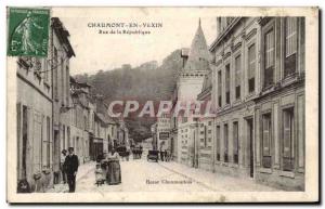 Old Postcard Chaumont En Vexin Rue de la Republique