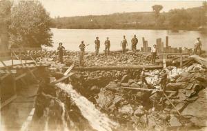 c1910 Occupation Worker Dam Building Rocks Lake RPPC Real Photo