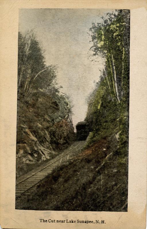 NH - Lake Sunapee Region. The Cut , Railroad Scene.  *DPO- Blodgett Landing...