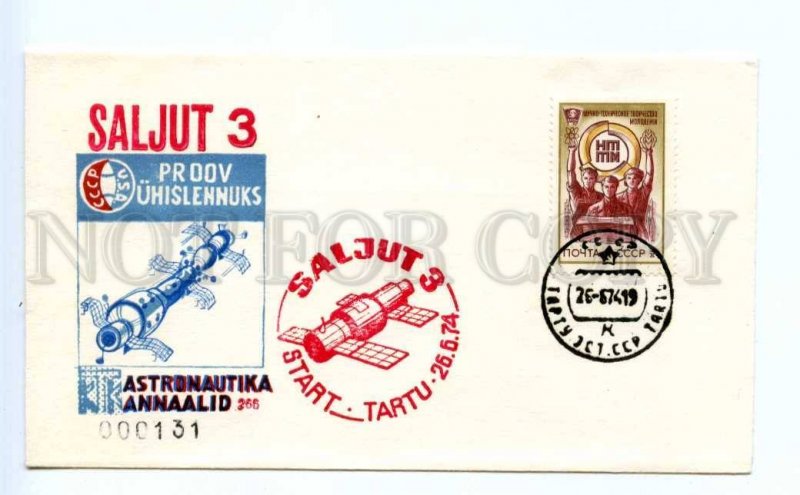 418962 USSR ESTONIA Tartu 1974 year Saljut 3 SPACE COVER