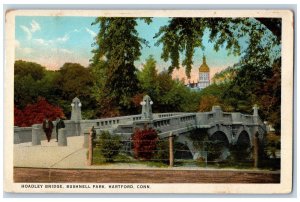 Hartford Connecticut CT Postcard Hoadley Bridge Bushnell Park Trees Scene 1923