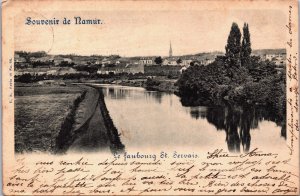 Belgium Souvenir de Namur Names Le faubourg St. Servais Vintage Postcard C148