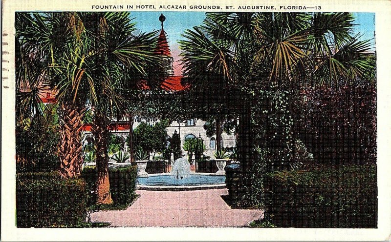 Fountain Hotel Alcazar St. Augustine FL Vintage Postcard Standard View Card  