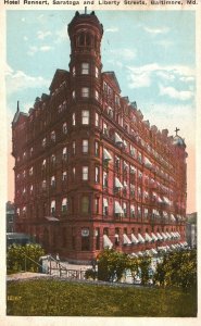 Vintage Postcard 1920's Hotel Rennert Saratoga And Liberty Streets Baltimore MD