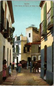 postcard Spain - Sevilla, Santa Cruz neighborhood street scene