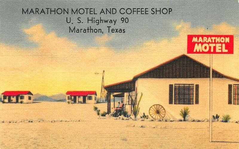 Marathon TX Marathon Motel and Coffee Shop Linen Postcard