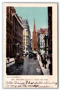 Wall Street View Trinity Church New York City NY NYC UDB Postcard U20