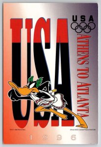 Looney Toons 1996 Olympics USA Daffy Duck Athens To Atlanta 4x6 Postcard S29