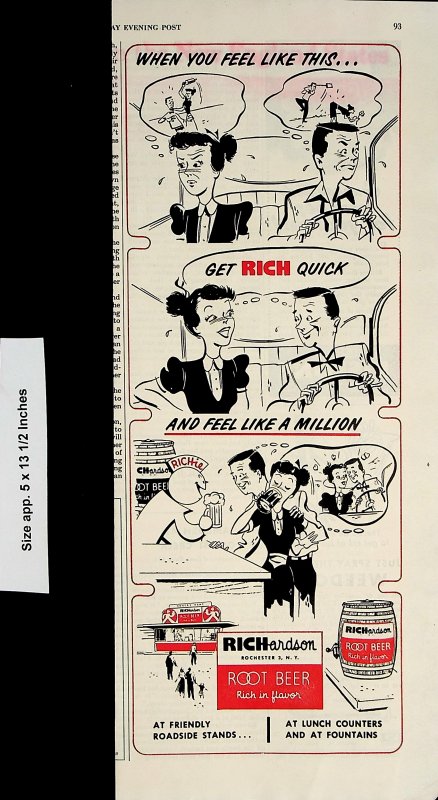 1953 Rich Comic Richardson Root Beer Vintage Print Ad 4352