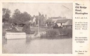 HUNTINGDON CAMBRIDGESHIRE UK THE OLD BRIDGE HOTEL~ACROSS THE WATER POSTCARD 1924