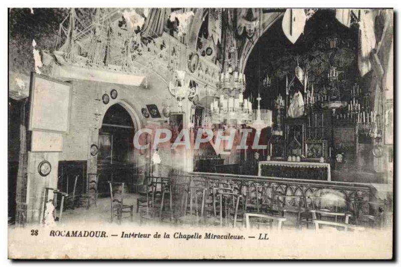 Old Postcard Rocamadour Interior of the Chapel Miraculous