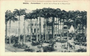 Brazil Pernambuco Garden of the Republic Square Vintage Postcard 08.28