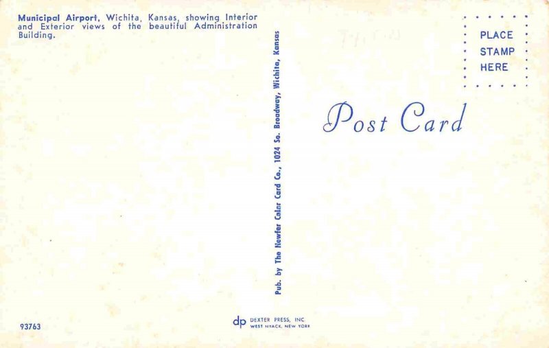 Wichita Municipal Airport Plane Control Tower Kansas KS postcard