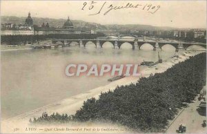 Old Postcard Quai Claude Bernard Lyon and Bridge of the Guillotiere