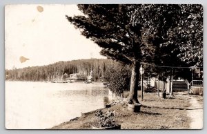 RPPC DPO Birches Maine Beautiful Resort On The Lake 1915 Real Photo Postcard B32