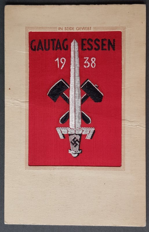 GERMANY THIRD 3rd REICH VERY RARE ORIGINAL CARD ESSEN SILK CARD NSDAP GAU 1938